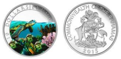 Монеты с черепахами Багамские острова