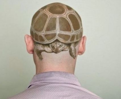 Татуировки с черепахами на всю спину и даже голову
