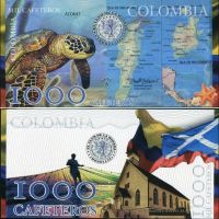 Банкноты с черепахами Колумбия