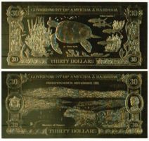Банкноты с черепахами Антигуа и Барбуда